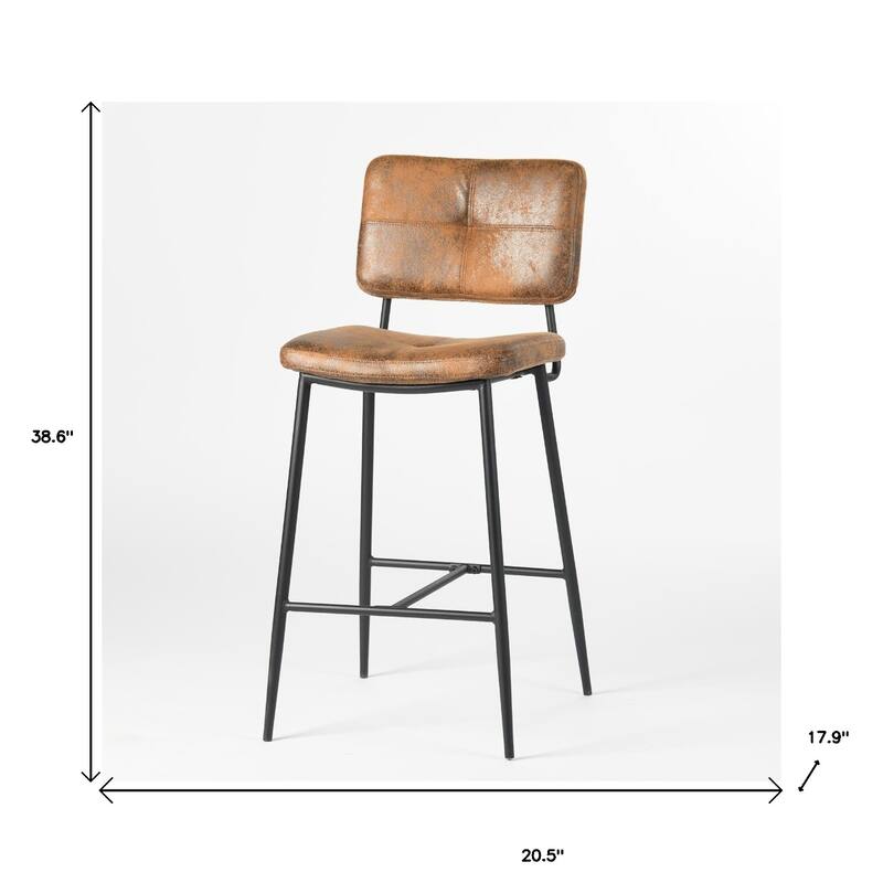 Set of 2 Modern 27” Seat Bar Height Stools with Low Backrest and Faux Leather Seat for Kitchen or Dining Room