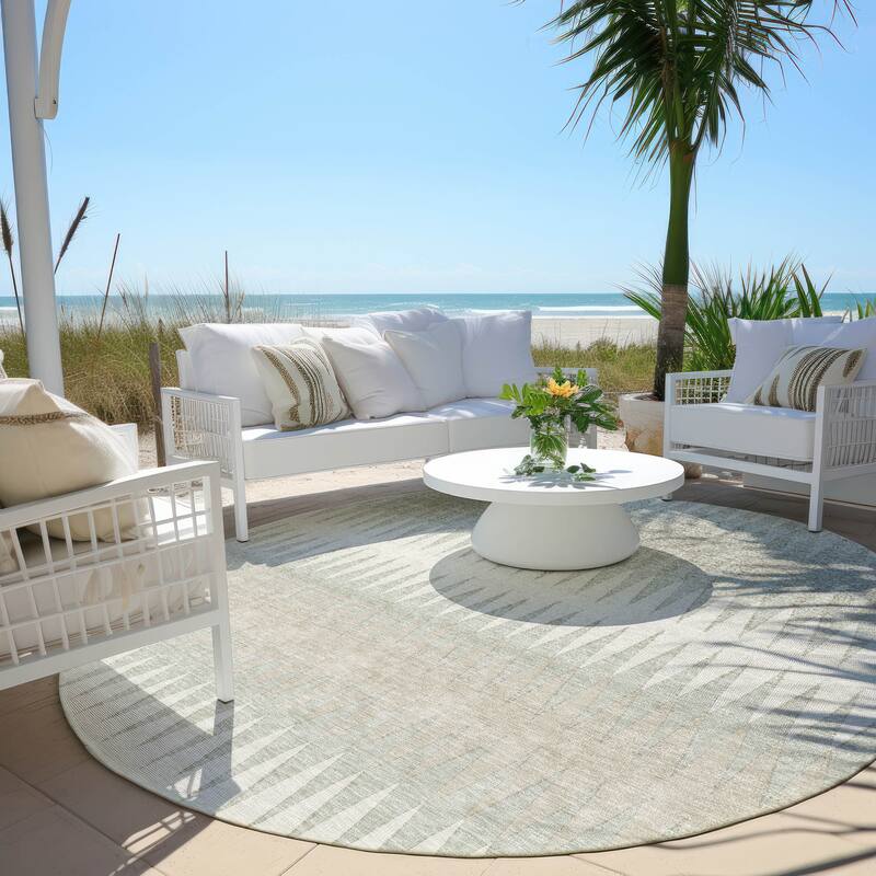 Machine Washable Indoor/ Outdoor Chantille Contemporary Rug - Ivory - 8' x 8'