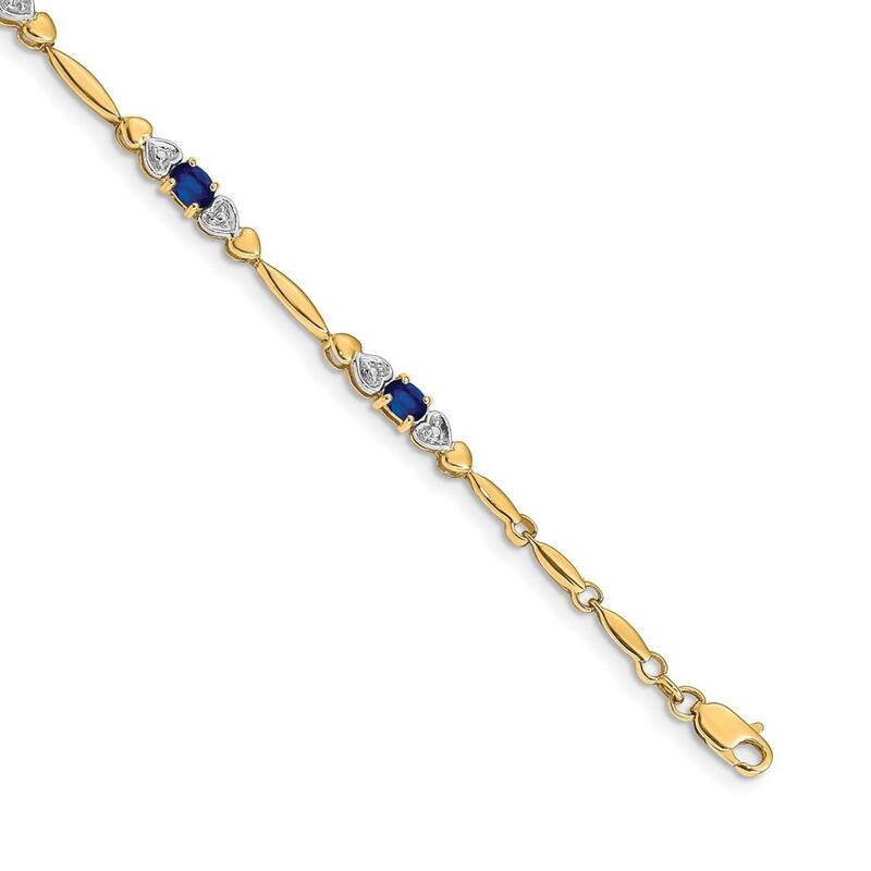 Curata 14k Diamond and Sapphire Bracelet