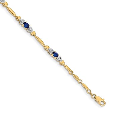 Curata 14k Diamond and Sapphire Bracelet