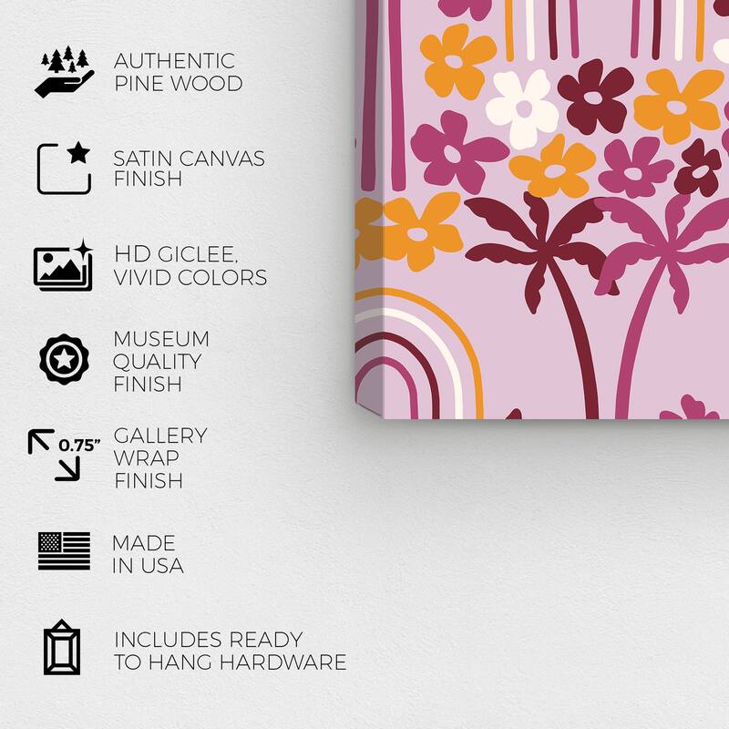 Wynwood Studio Canvas Abstract Floral Yard Invention Purple and Dark Yellow Modern & Contemporary Wall Art Canvas Print