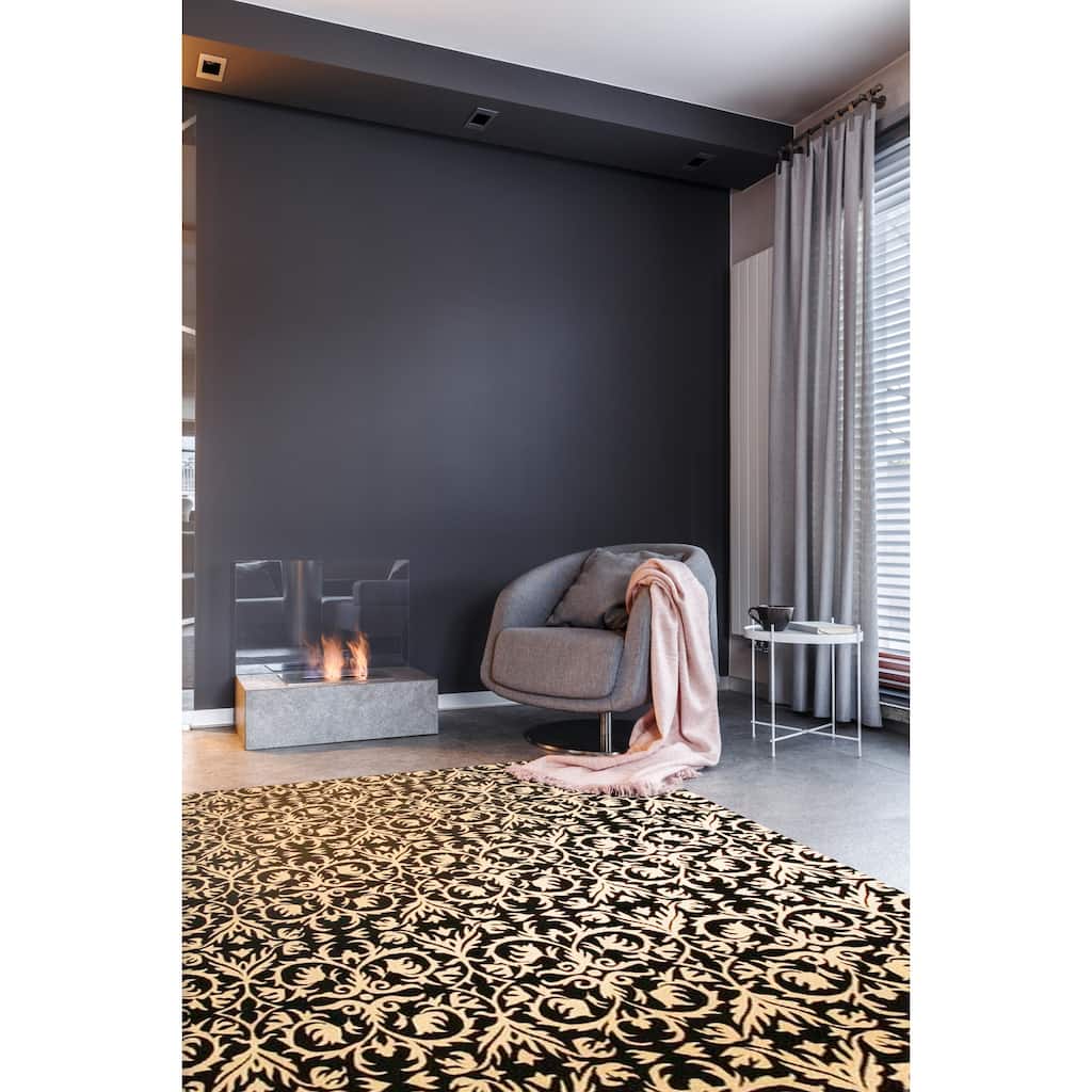 Black Contemporary Abstract Morgan Area Rug, Luxurious Handcrafted Soft Texture for Modern Interiors - L