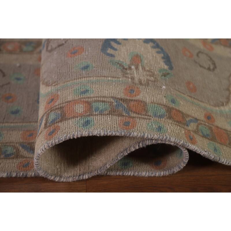 Hand Knotted Oriental 100% Wool Carpet Traditional Floral Beige & Ivories Tabriz Area Rug - 13' 3'' X 9' 10''