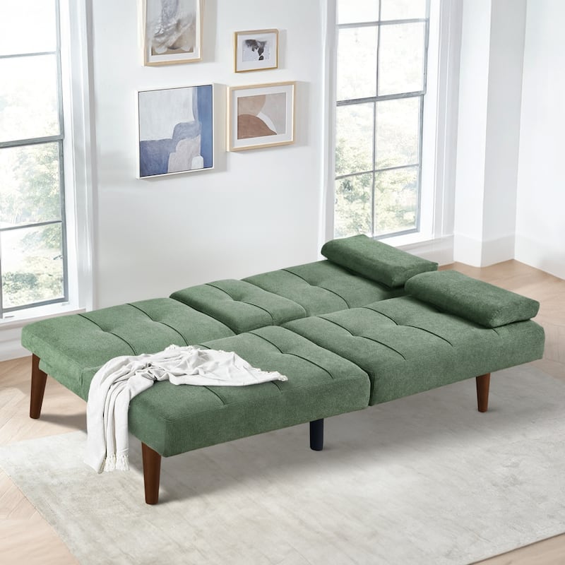 ​65" Futon Sofa Bed - Adjustable, Dual Cup Holders, Space-Saving for Small Rooms​