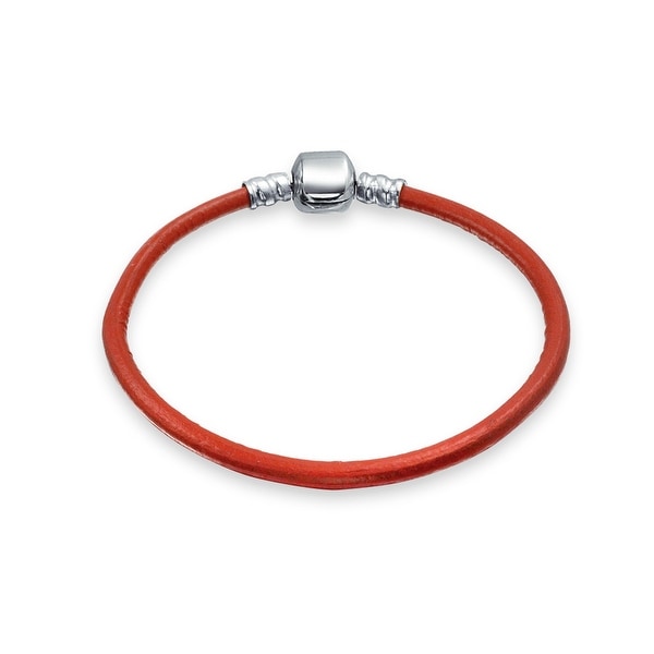 Starter Red Genuine Leather Bracelet For Women For Teen Fits European Beads Charm 925 Sterling Silver 6.5 7.5 8 9 Inch