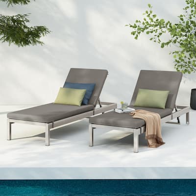 Cape Coral Outdoor Chaise Lounge with Cushion (Set of 2) by Christopher Knight Home