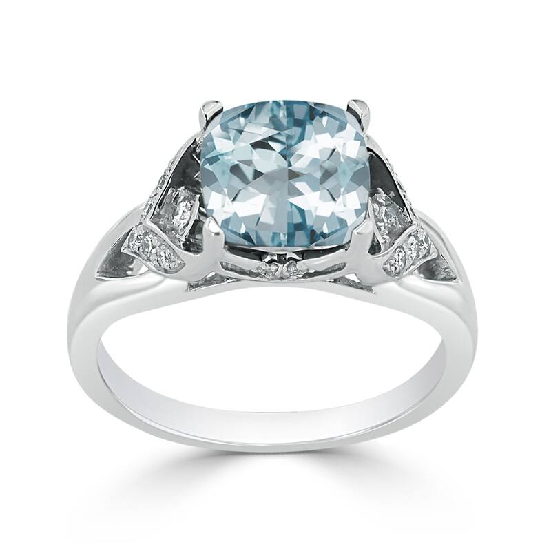 Auriya Modern 1 1/2ct Cushion-cut Aquamarine and Diamond Engagement Ring 1/6ctw 14k Gold