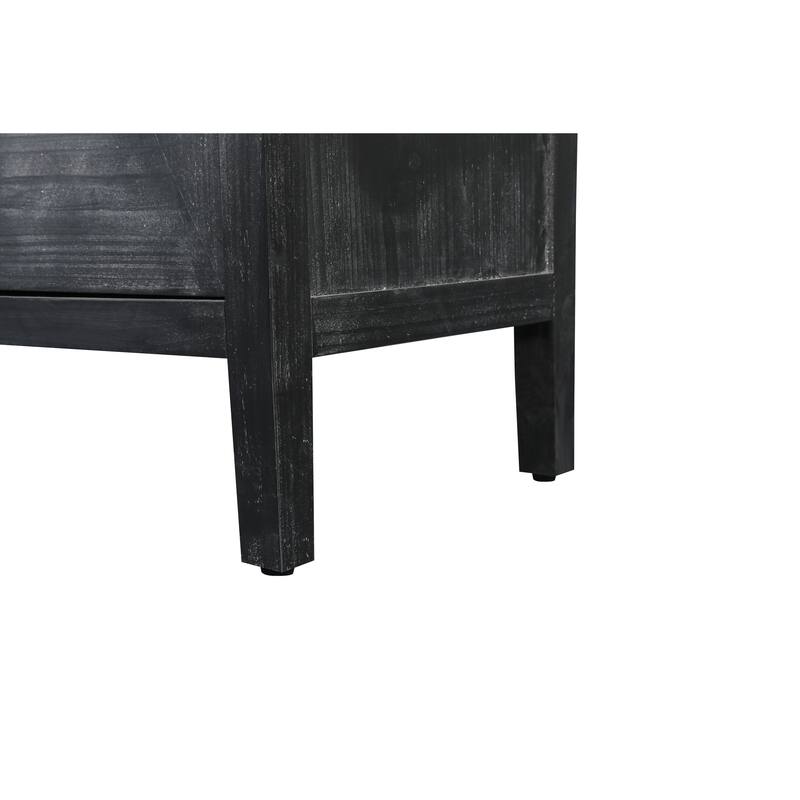 4 Door Antique Sideboard Buffet Cabinet with Carved Flower Handles, Adjustable Shelves, for Living Room, Kitchen, Hallway