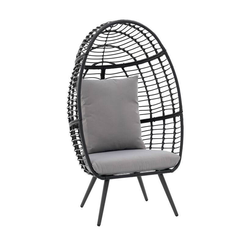 Outdoor Cushioned Wicker Egg Chair