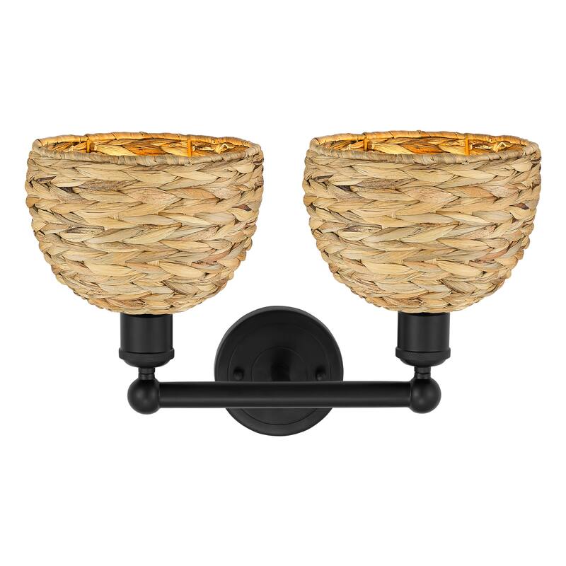 Innovations Lighting Endless Possibilities Edison - Woven Rattan - 2 Light 17" Bath Vanity Light