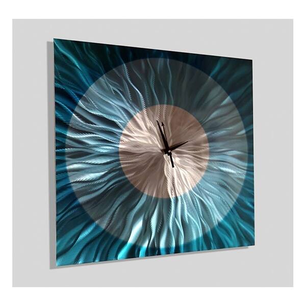 Shop Statements2000 Metal Wall Clock Art Abstract Coastal Aqua
