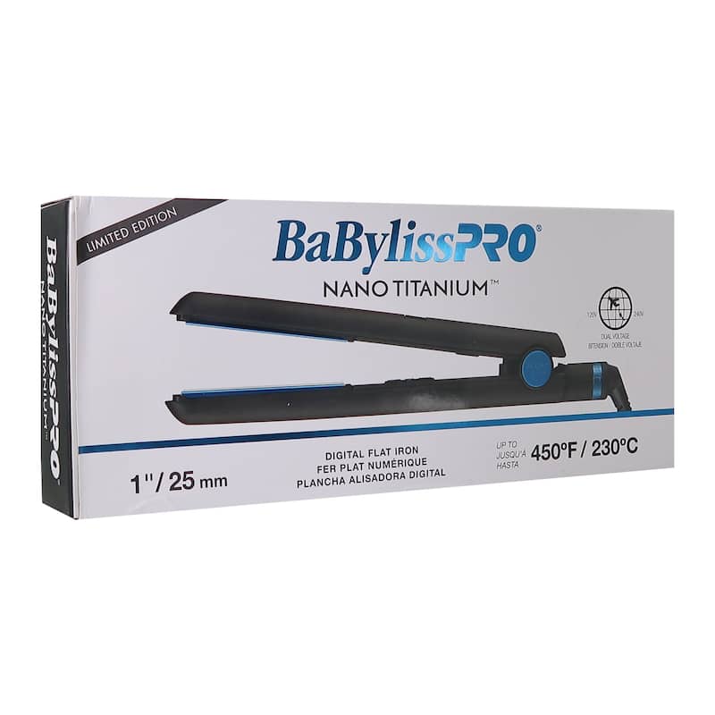 BaByliss Pro Nano Titanium LIMITED EDITION 1" Digital Flat Iron BNTMB4095TUC + Conair Pro Ergo-Grip Detangler Brush