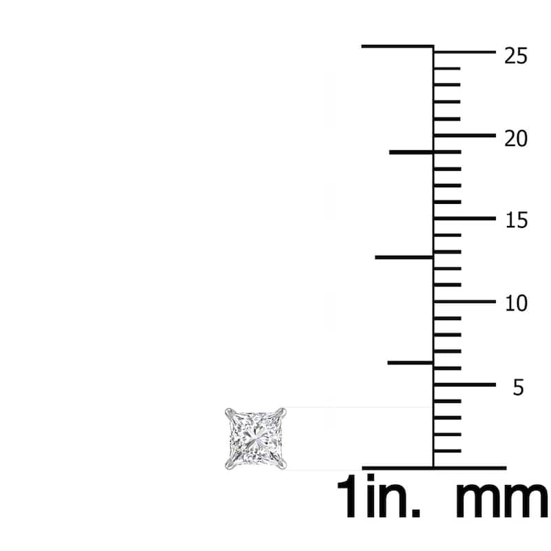 Marquee Lab Grown 3/4 Carat Princess Cut Solitaire Diamond Earrings in 14K White Gold