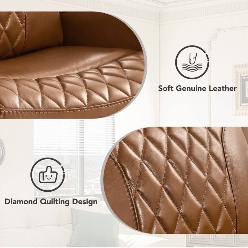 Spruce & Spring Leather Dual-Motor Power Lay Flat Recliner with Power Headrest