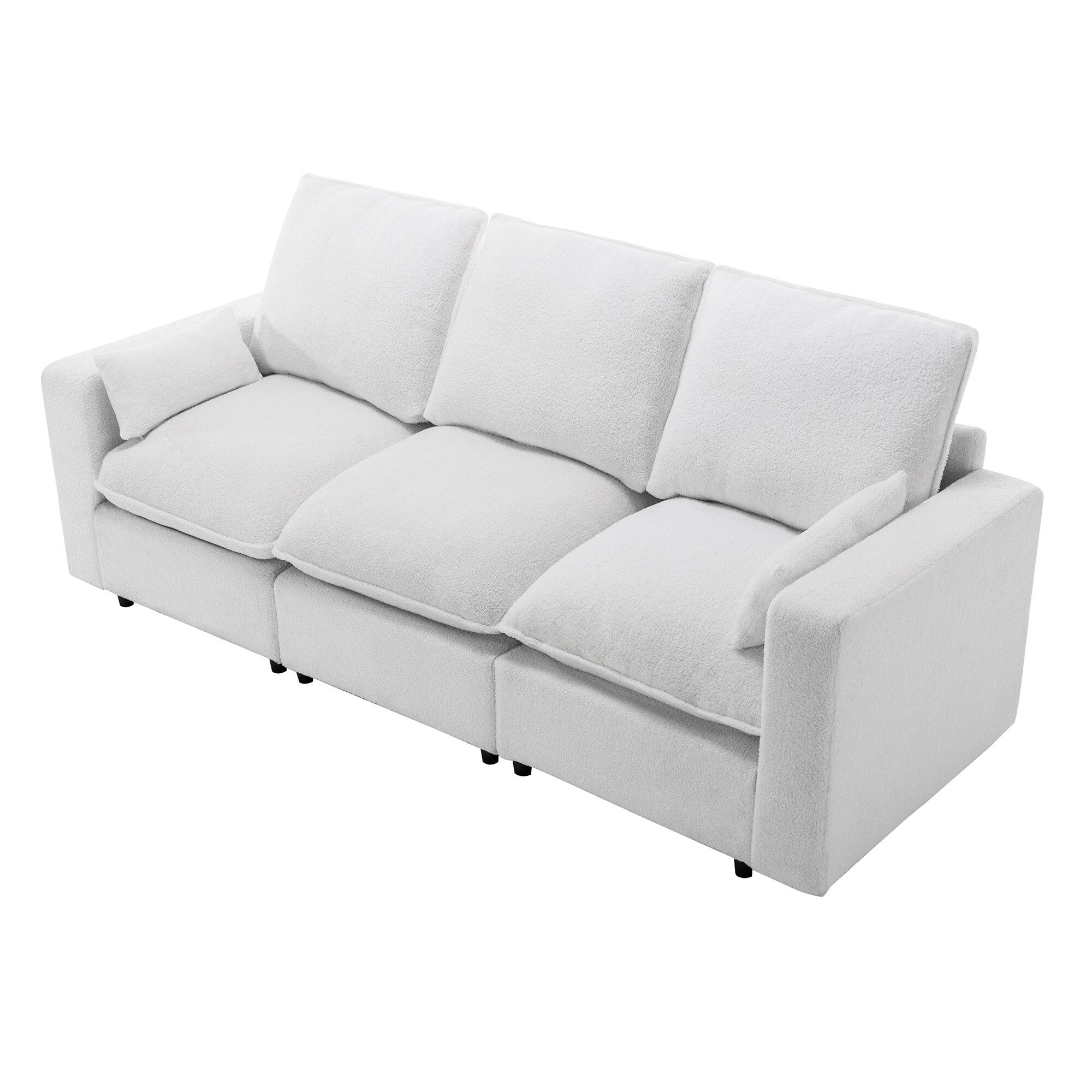 Loveseat with Removable Back and Seat Cushions Teddy Fabric Sofa Couch with  2 Pillows for Living Room Office Apartment - On Sale - Bed Bath & Beyond -  38930148