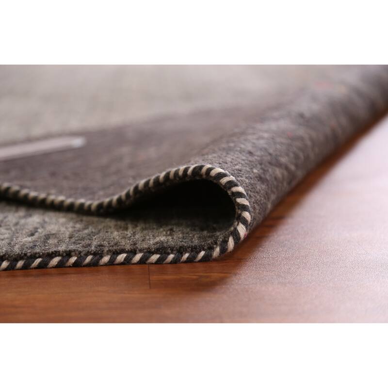 Hand Knotted Oriental 100% Wool Carpet Tribal Animal Pictorial Greys & Charcoal Gabbeh Area Rug - 11' 3'' X 8' 11''