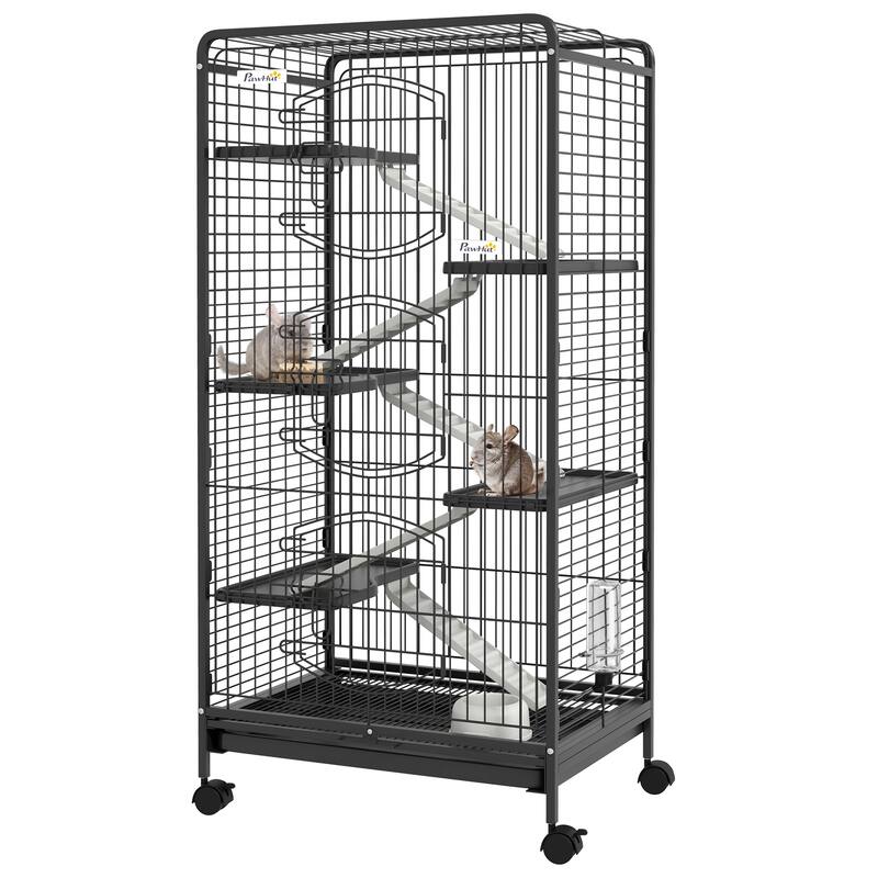 PawHut 6 Levels Small Animal Cage for Dwarf Rabbits, Minks, Chinchillas
