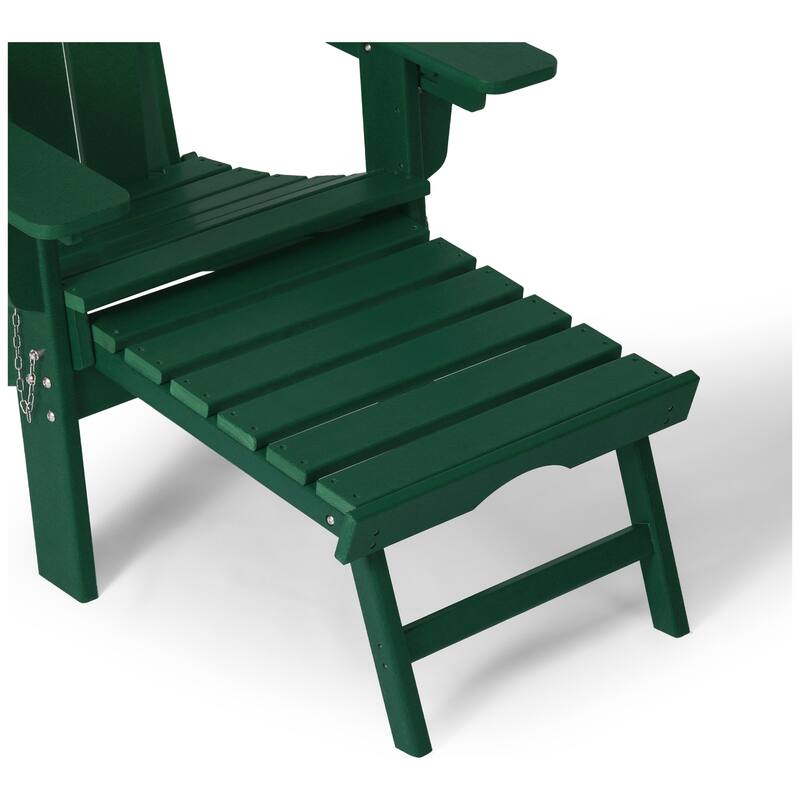 Laguna Outdoor Folding Adjustable Adirondack Chair with Hideaway Ottoman & Round Side Table