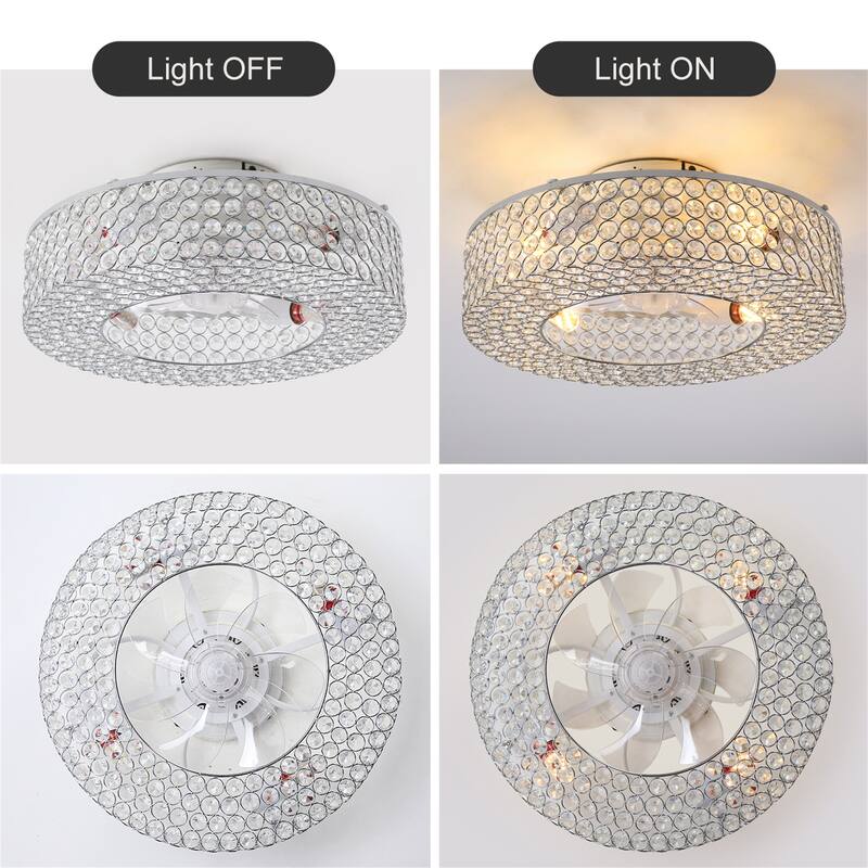 19.6" Crystal Ceiling Fans with Remote
