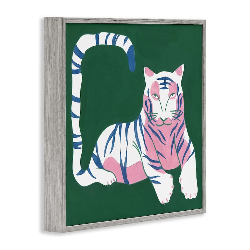 Stupell Modern Tiger with Curved Tail Framed Giclee Art Design By Melissa Wang