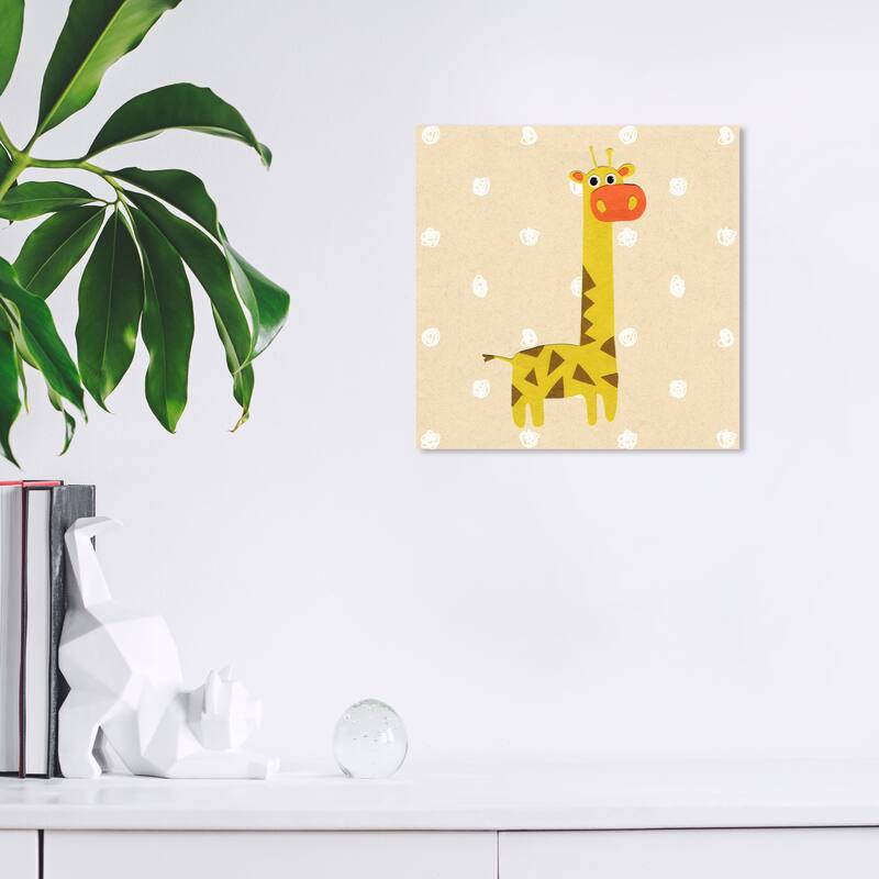 Wynwood Studio Canvas Animals Little Giraffe in Tan Yellow and Pastel Yellow Modern & Contemporary Wall Art Canvas Print - 12 x 12