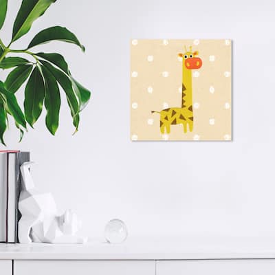 Wynwood Studio Canvas Animals Little Giraffe in Tan Yellow and Pastel Yellow Modern & Contemporary Wall Art Canvas Print