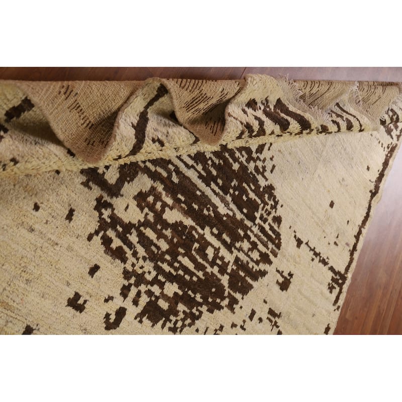 Tribal Moroccan Oriental Wool Area Rug Hand-knotted Dining Room Carpet - 6'11" x 9'8"