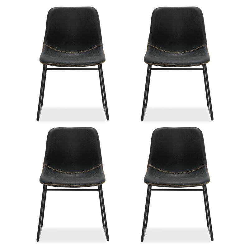 LUE BONA 18 in. Faux Leather Upholstered Dining Chairs With Metal Legs (Set of 4) - 33.26'' H X 20.1'' W X 20.1'' D