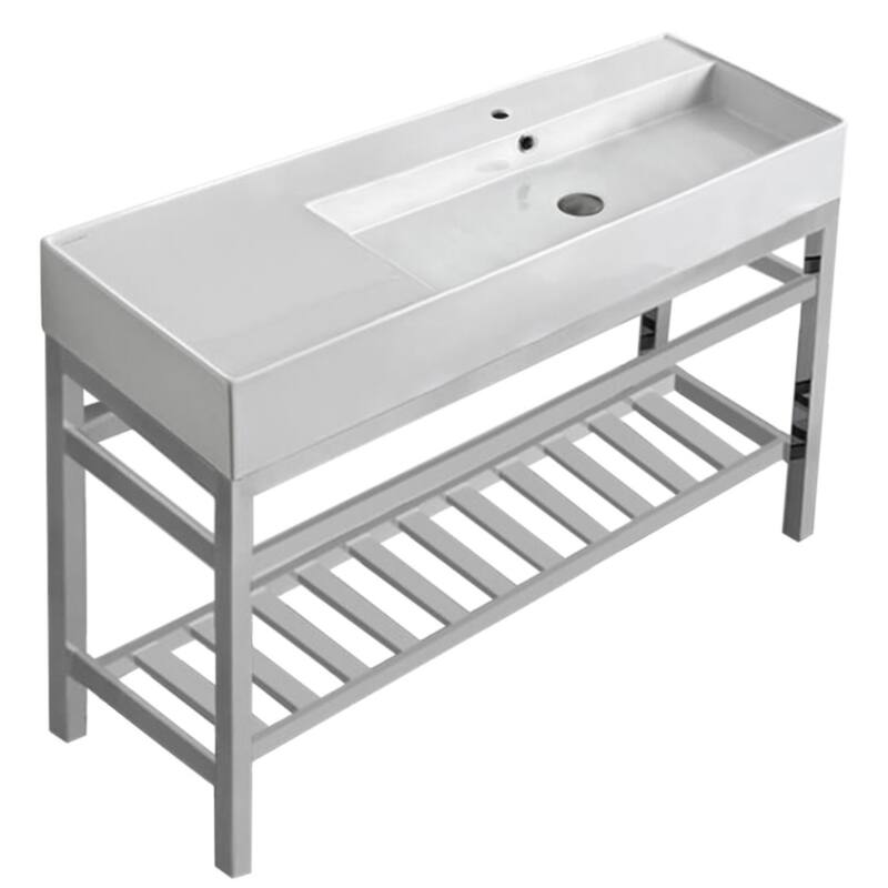 Nameeks Scarabeo 5122-CON2-One Hole Teorema 2 47-5/8" Rectangular - White