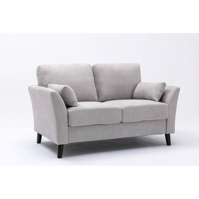57" Light Gray Woven Fabric Loveseat