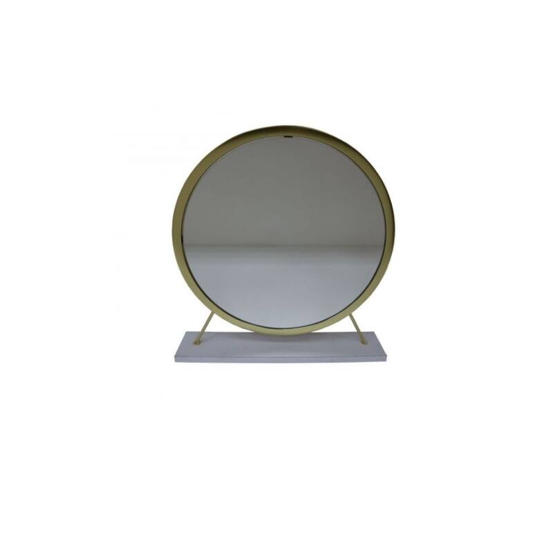 HomeRoots 19" Brass Round Metal Framed Freestanding Mirror - 19' X '19' X '4