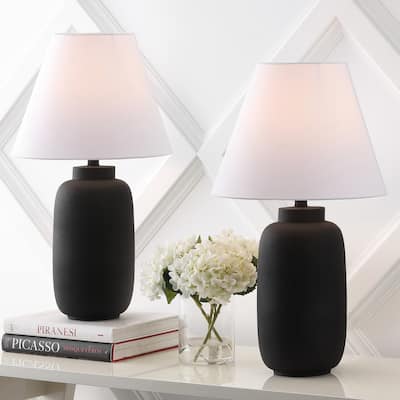 Elinore 24.5" Scandinavian Resin/Iron Ginger Jar LED Table Lamp (Set of 2), by JONATHAN Y