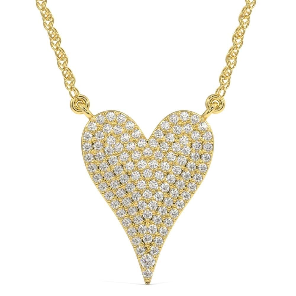 Bliss Diamond 1Ct Heart shape Natural Diamond Pave Pendant in White Gold Necklace