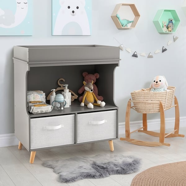 Costway Baby Changing Table Dresser Infant Diaper Station Nursery with See Details On Sale