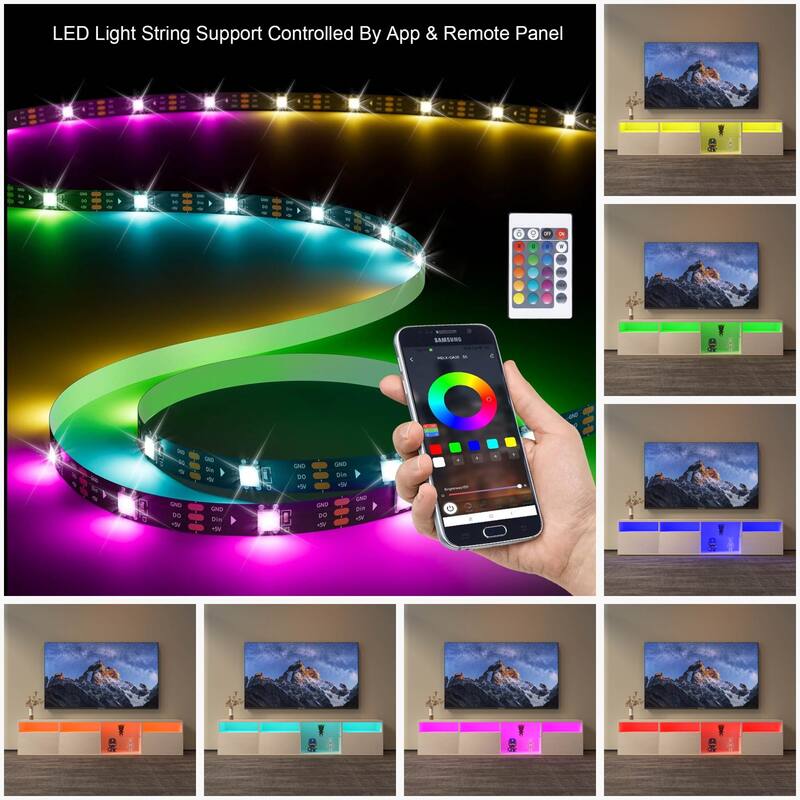 Modern 82.6" LED TV Console with Storage, RGB Lights, 31 Modes, and Remote Control for 75/80" TVs