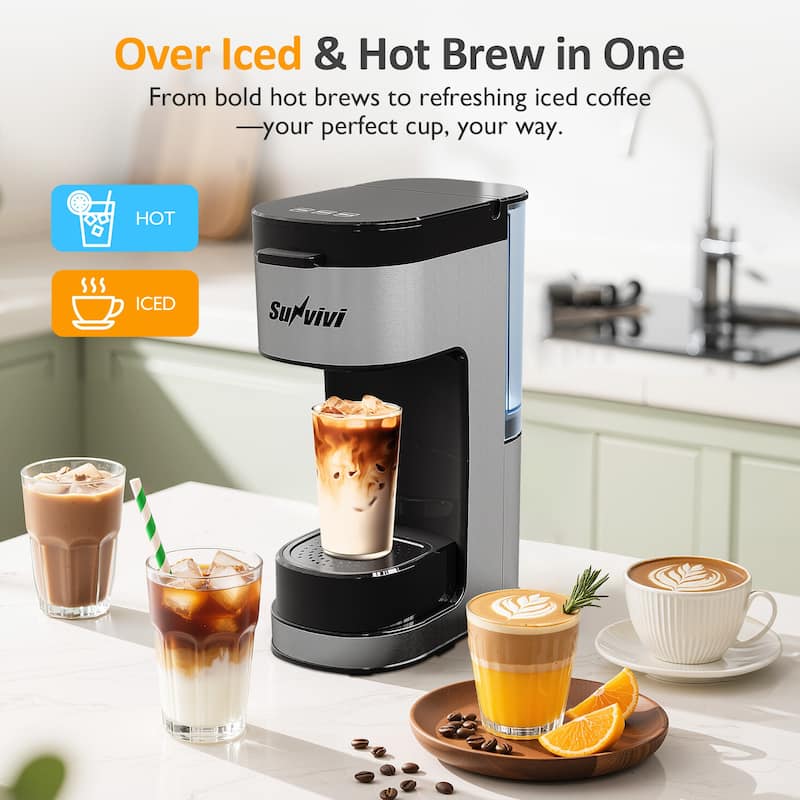 Single Serve Iced Coffee Maker with 3 Brewing Options, Black