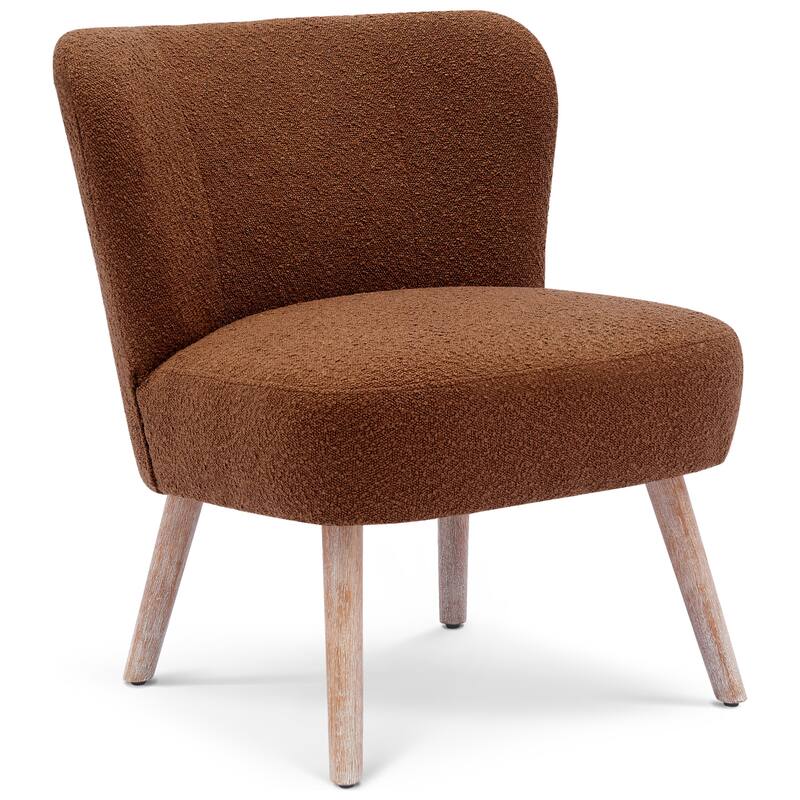 Boucle Polyester Upholstered Armless Accent Chair - Stain Resistant (Set of 2)