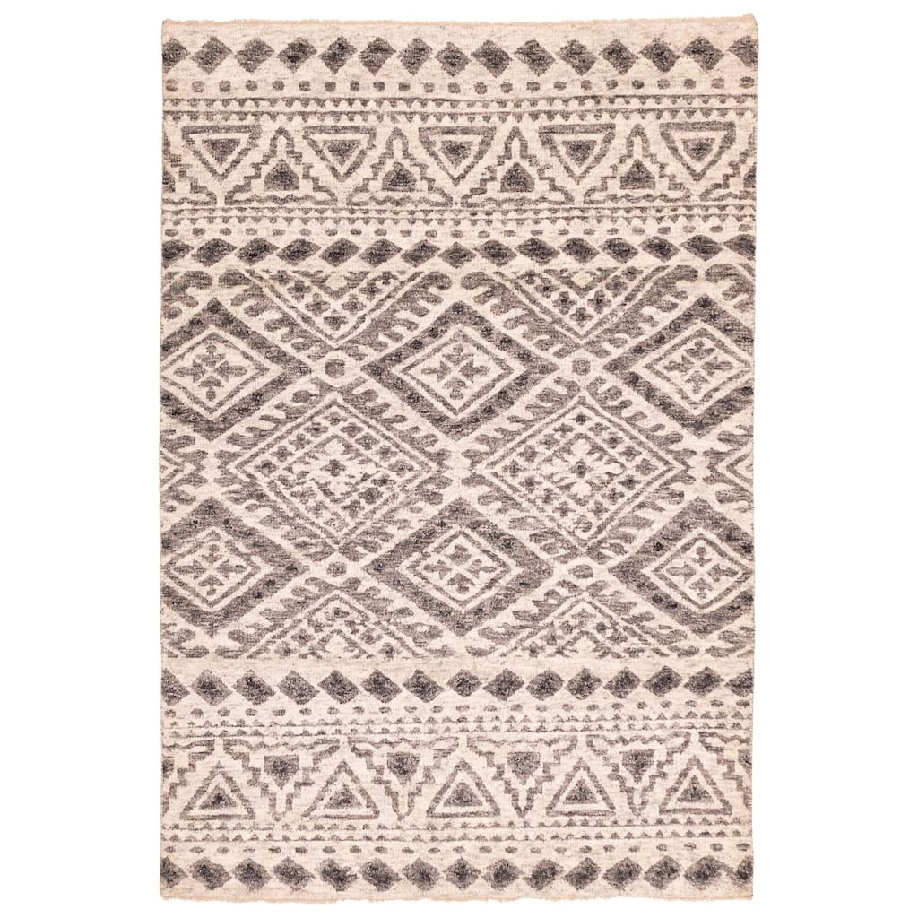 ECARPETGALLERY Hand-knotted Tangier Light Grey Wool Rug - 5'11 x 8'8