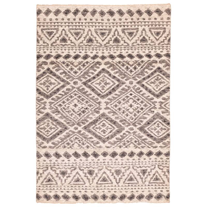 ECARPETGALLERY Hand-knotted Tangier Light Grey Wool Rug - 5'11 x 8'8