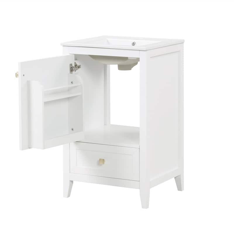 20" Bathroom Vanity with Sink – Soft-Closing Door Cabinet Featuring Storage Rack and Drawer‌ - 20"L x 18.3"W x 34"H