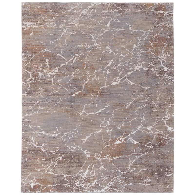 Breigh R39NH Abstract Modern Area Rug - 10' x 13' - Taupe/Brown/White