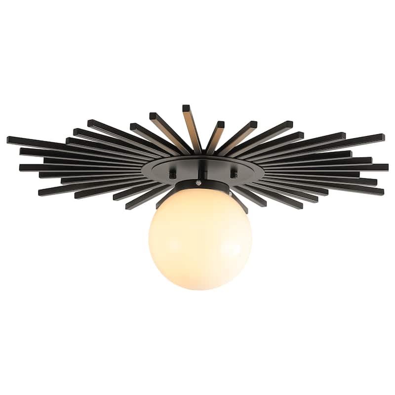 1-Light Modern Glam Sputnik Frosted Opal Glass Globe Semi-Flush Mount Ceiling Light
