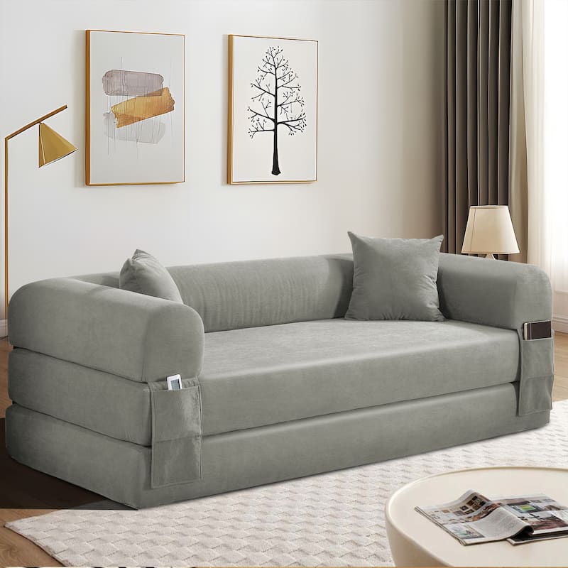 3-in-1 Convertible Sleeper Sofa with Pillows & Storage