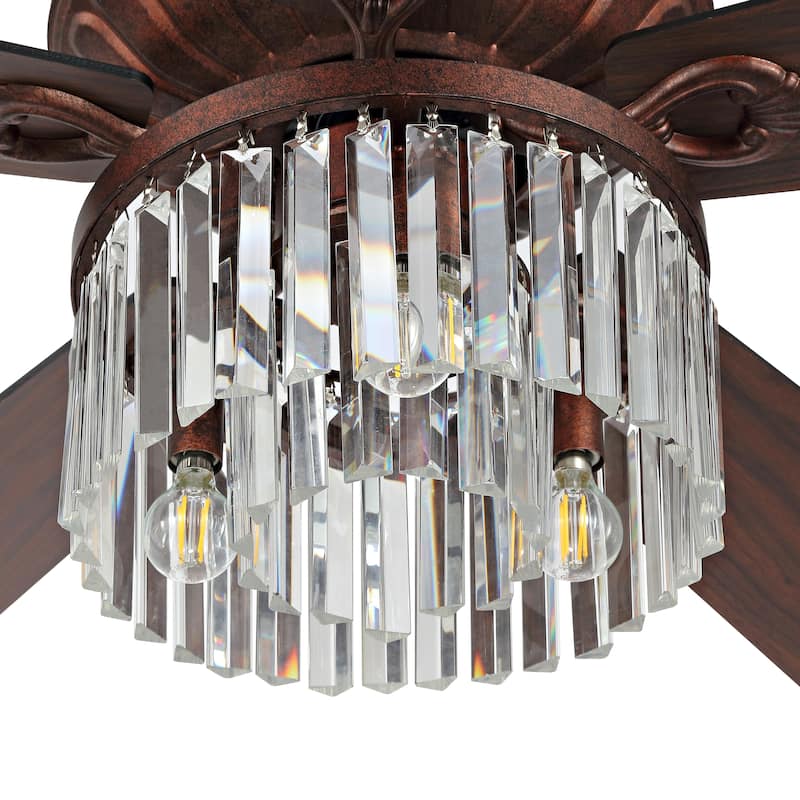SAFAVIEH Laurila 3Lt 52" Ceiling Fan - 52" W x 52" D x 16"-21"-26" H