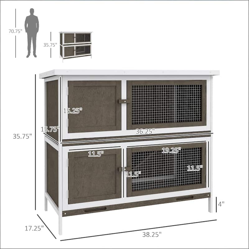 Pet House,Wooden Small Animal Cage is designed for convenient cleaning - Brown