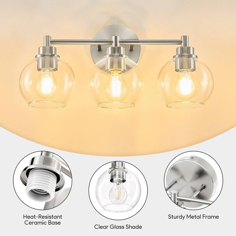 Dimmable Bathroom Vanity Light Globe Glass Shades
