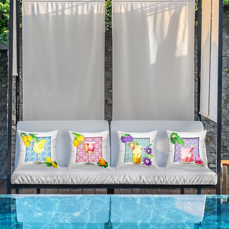 Stupell Mediterranean Mixed Drinks Printed Outdoor Throw Pillow Design by Hillary Holt (Set of 4)