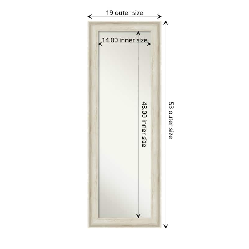 Non-Beveled Full Length On The Door Mirror - Regal Birch Cream Frame - Regal Birch Cream - Outer Size: 19 x 53 in