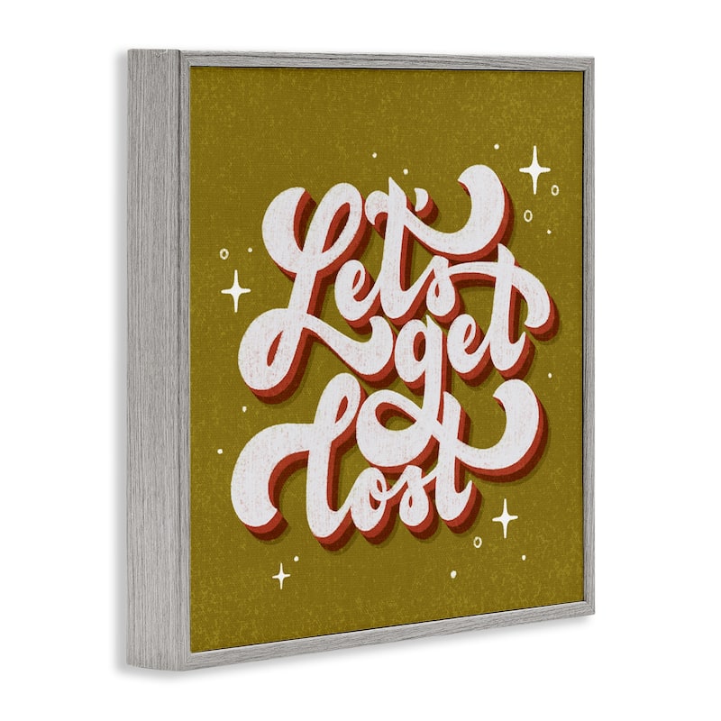 Stupell Let's Get Lost Retro Lettering Framed Giclee Art Design By Sarah Hickman