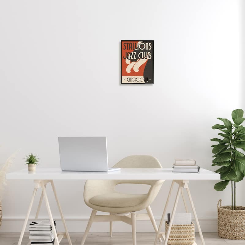 Stupell Stallions Jazz Club Retro Abstract Horse Chicago Illinois Framed Wall Art
